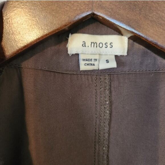 A. Moss Cropped Green Moto Jacket Lightweight Small - Picture 7 of 8